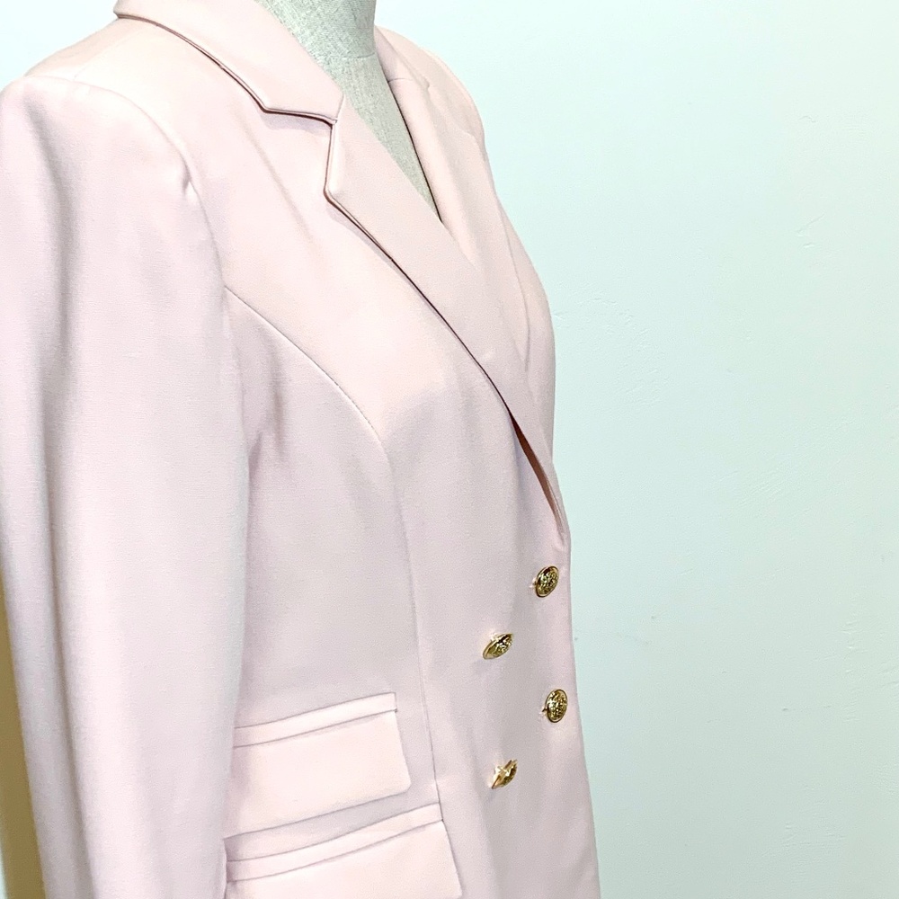 🔥NWOT Structured Double-breasted Longline Blazer - White House Black Mkt -Sz Sm - Picture 3 of 13